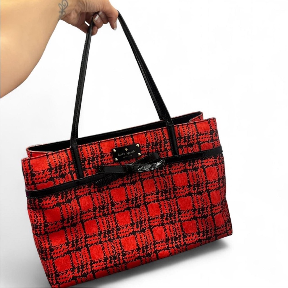 Kate Spade Red and Black Checkered Tote